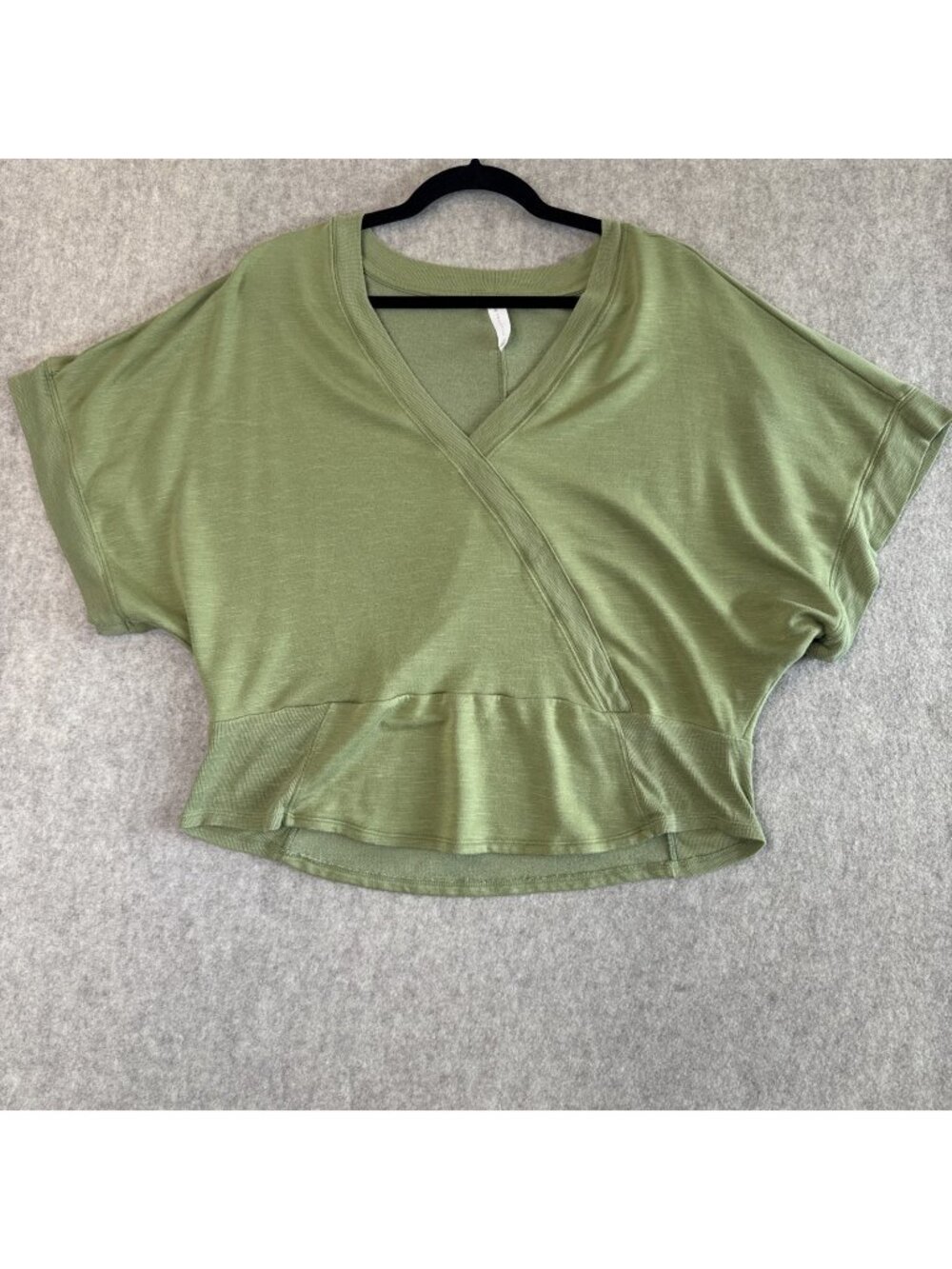 Daily Practice Anthropologie Peplum Top Women 2X Green Faux Wrap Crossover Short